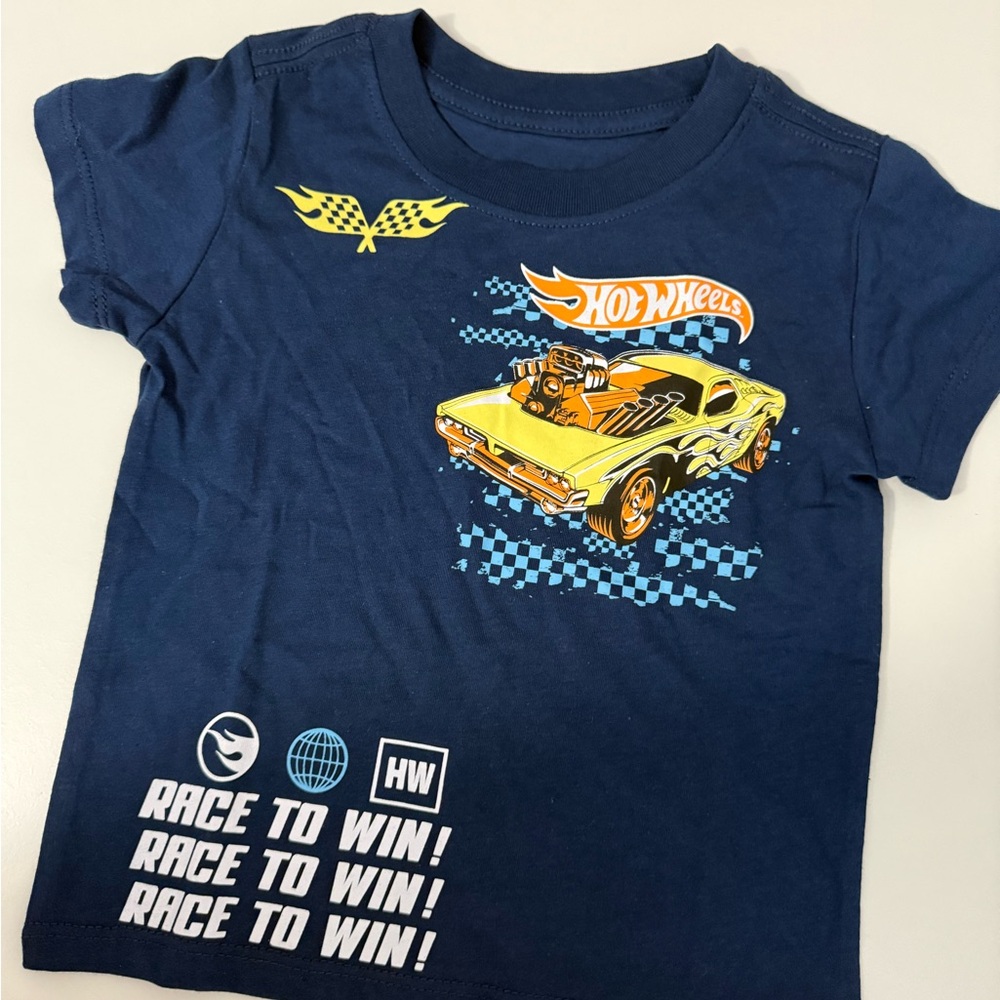 Hot Wheels Navy T-Shirt with Race Car Graphic